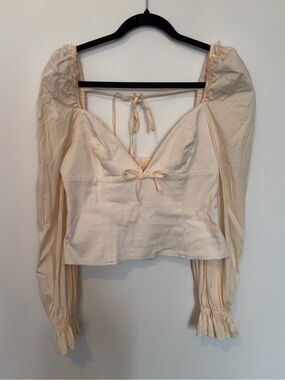 CAMI NYC Sweetheart Peasant Blouse w/ Puffy Sleeves - Small